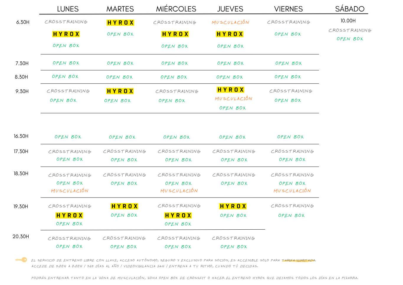 HORARIO HYROX CROSSTRAINING LOGROÑO THE BLACK BOX
